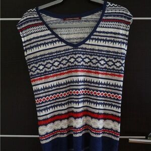 Comptoir Des Cotonniers Blue and Red Patterned Shirt